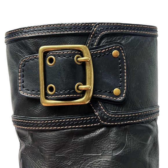 Coach Merridth Tall Logo Heeled Leather Boot in Black | 8.5 - Picture 6 of 11